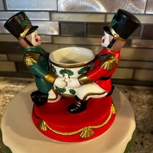 PartyLite Toy Soldier Candle Holder, Holiday, Christmas, Holly- Red, Green, Gold